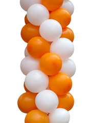 Orange and white balloons isolated on white