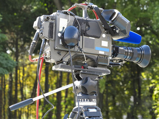 TV Professional studio digital video camera on tripod