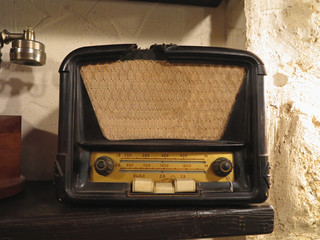 Vintage brown old radio receiver
