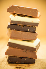 Stack of different sorts chocolate
