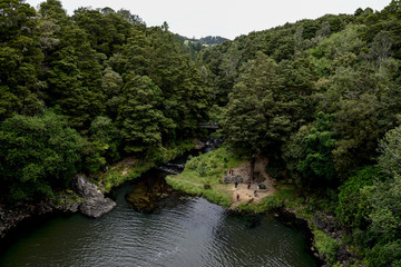 Fototapeta na wymiar A view of Whangarei forest nature reserve from the waterfall