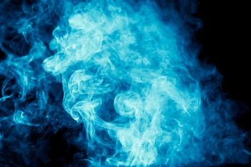 Foto op Plexiglas blauwe rook op zwarte achtergrond © schankz