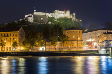 Salzach river on its way through Salzburg, Austria