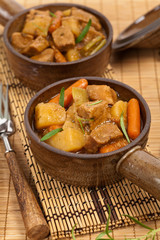 Homemade Slow Cooker Beef Stew. Selective focus.