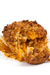 Granola Breakfast Muffins on white background. Selective focus.