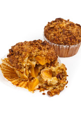 Granola Breakfast Muffins on white background. Selective focus.