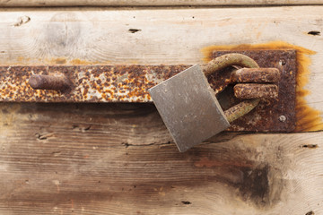Wooden Retro Door and Padlock