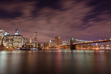 Naklejka na ściany i meble Night panorama of Manhattan in New York, USA
