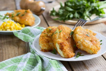Fried cabbage with bread crumbs - vegan version of schnitzel