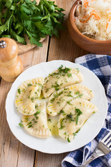 Vareniki or varenyky with potato  - Ukrainian national dish