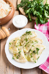 Vareniki or varenyky with potato  - Ukrainian national dish