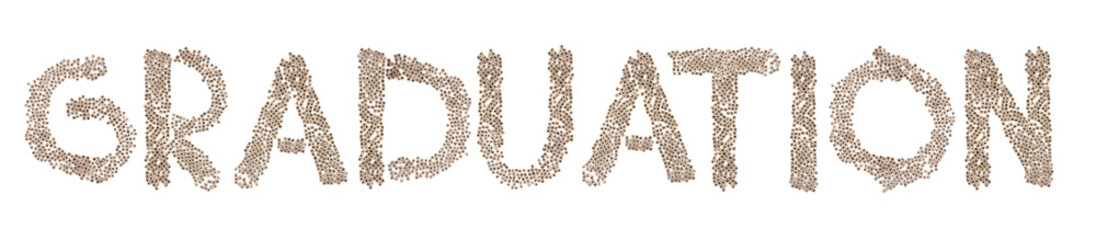 Graduation written with small cubes