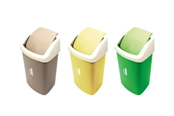 Colorful Recycle Bins Isolated Over White Background.