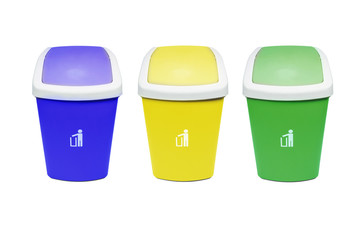 Colorful Recycle Bins Isolated Over White Background.