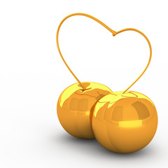 3d rendering gold cherries