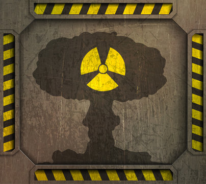 illustration frame, radiation sign,nuclear explosion