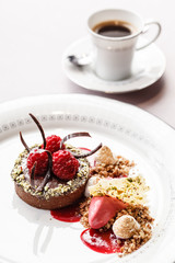 chocolate cake with raspberries