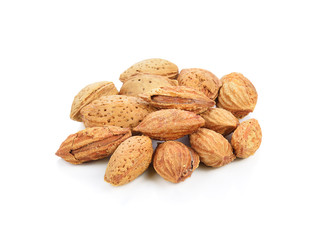 Almonds on a white background