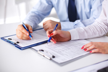 Group of business people working together on white background