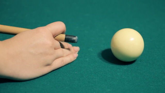 Hitting White Pool Ball Female and Male