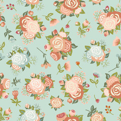 Seamless pattern with a bouquet of roses