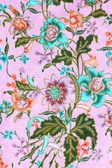 Poster vintage style of tapestry flowers fabric pattern background © modify260