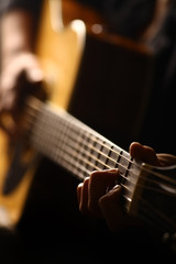 Obraz premium Acoustic guitar detail