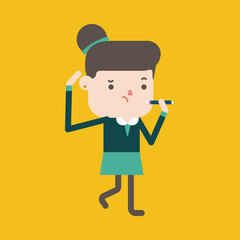 Character illustration design. Businesswoman writing cartoon