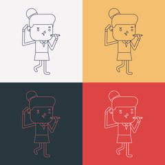 Character illustration design. Businesswoman writing cartoon