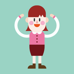 Character illustration design. businesswoman joyful cartoon