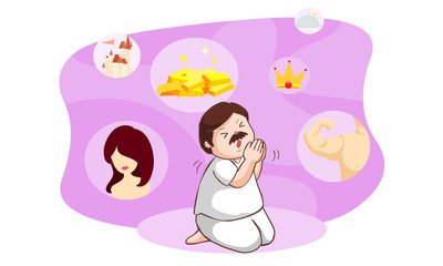 The man who pray for beg many thing illustration vector