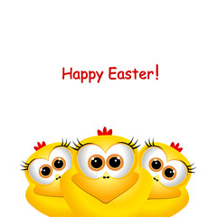 Easter card with funny chickens