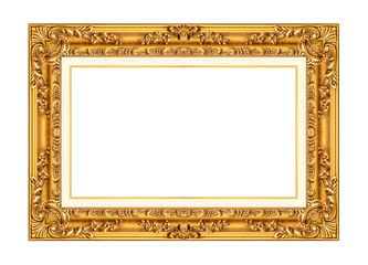 antique golden frame isolated on white background