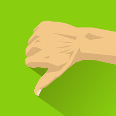 Thumbs down, hands sign and shadow