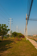 Electrical system transmission lines with the vertical column.