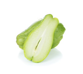 Chayote on white background