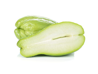 Chayote on white background