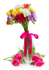 freesia and daffodil  flowers