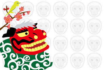 猿と獅子舞のポストカード