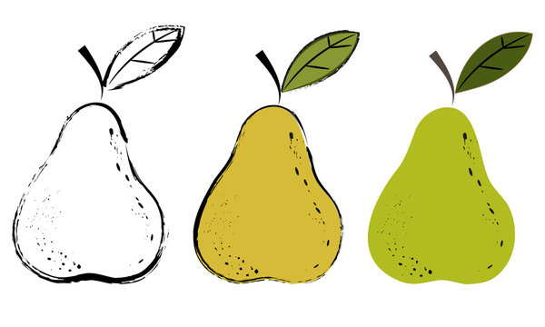 Three stylized pear