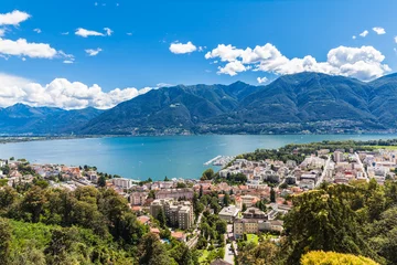 Fotobehang Locarno city and Mggiore lake © Peter Stein