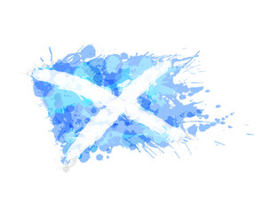 Flag of Scotland made of colorful splashes
