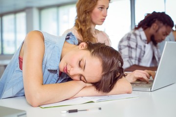 Student dozing during a class