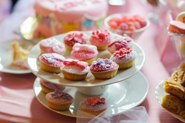 baby shower dessert with delicious sweet cake
