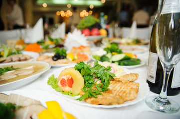 nice looking and tasty food on wedding reception