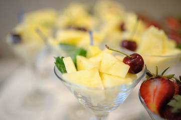 pineapple and strawberry on wedding reception