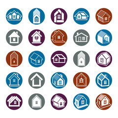 Houses abstract icons, can be used in advertising and as brandin