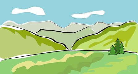 Beautiful mountain landscape. Vector illustration