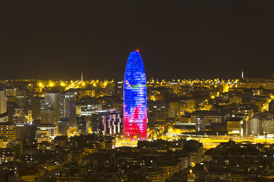 Barcelona Skyline At Night