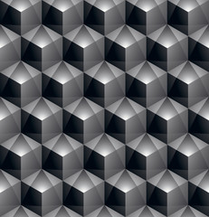 Monochrome abstract textured geometric seamless pattern with 3d